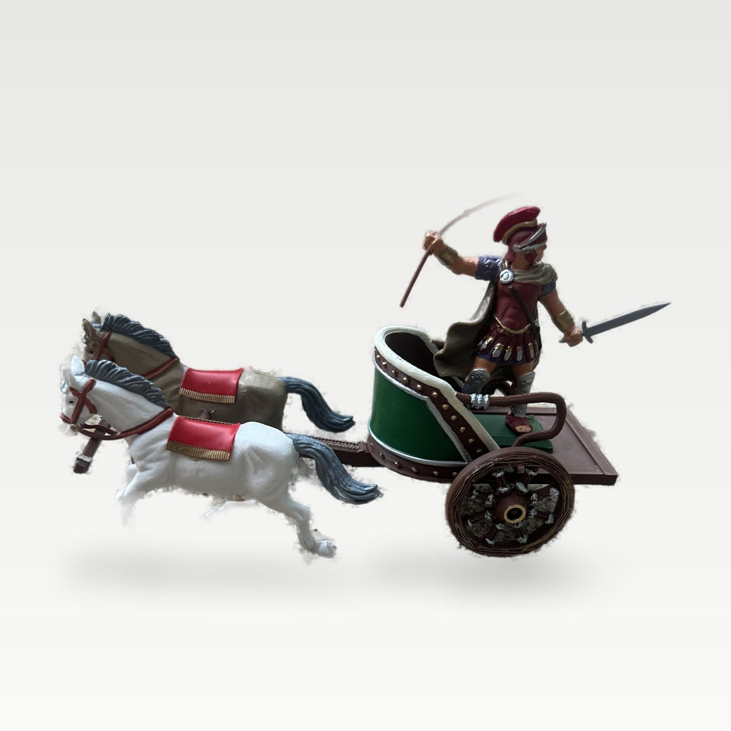 DSG Toy Soldiers Roman Biga Chariot, 2 horses + charioteer (brown)