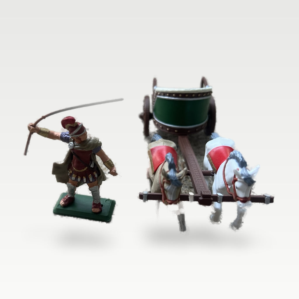 DSG Toy Soldiers Roman Biga Chariot, 2 horses + charioteer (brown)