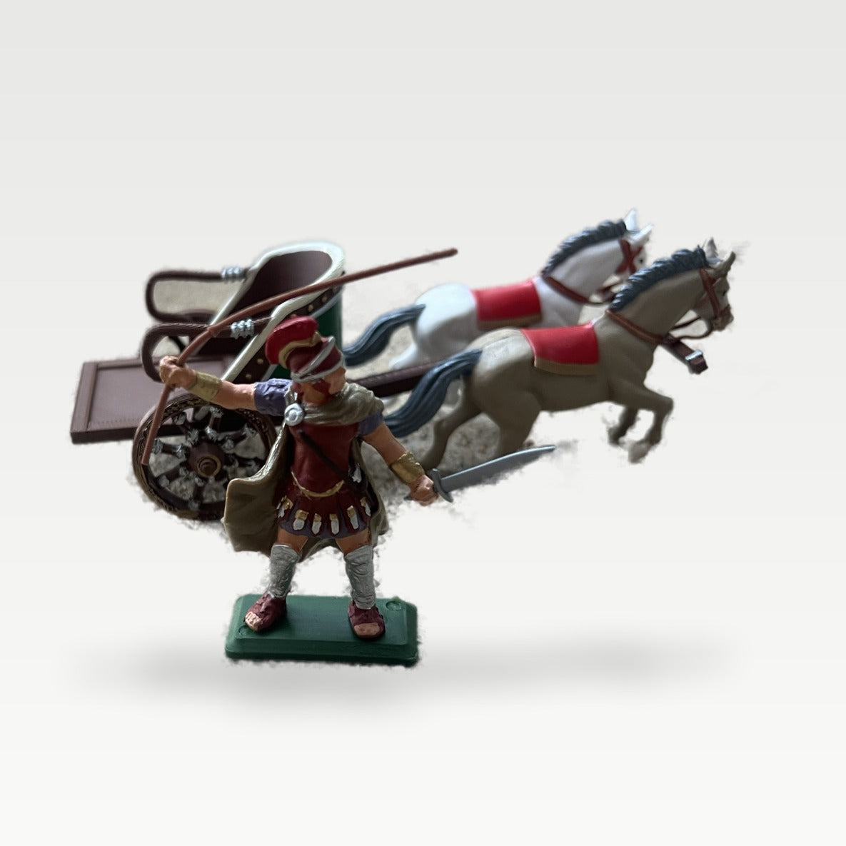 DSG Toy Soldiers Roman Biga Chariot, 2 horses + charioteer (brown)
