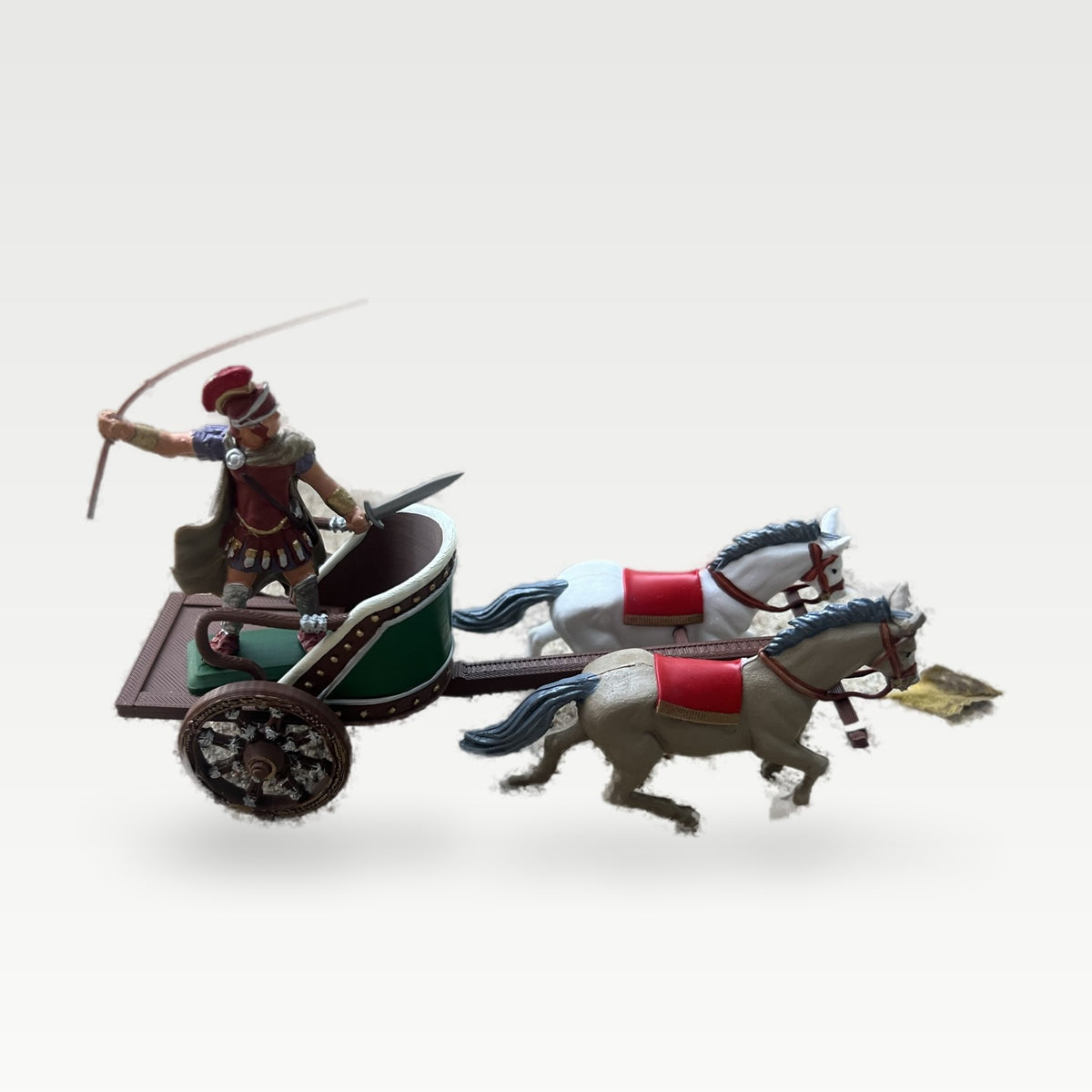 DSG Toy Soldiers Roman Biga Chariot, 2 horses + charioteer (brown)