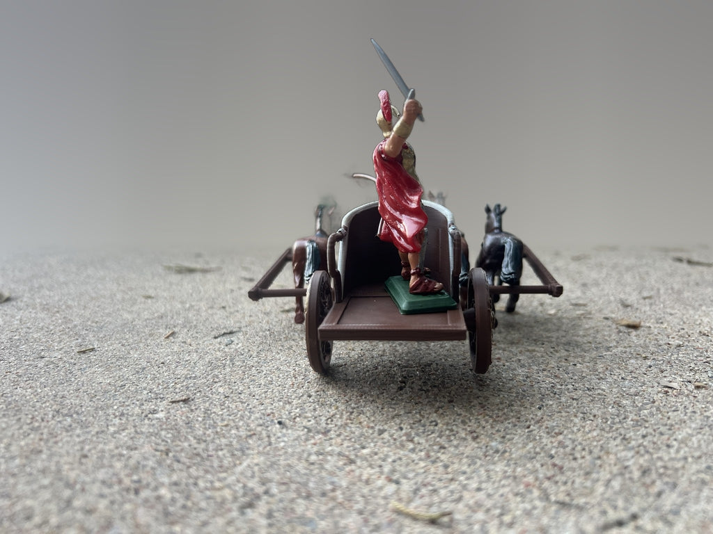 DSG Toy Soldiers Roman Quadriga Chariot, 4 horses + 2 figures (brown)